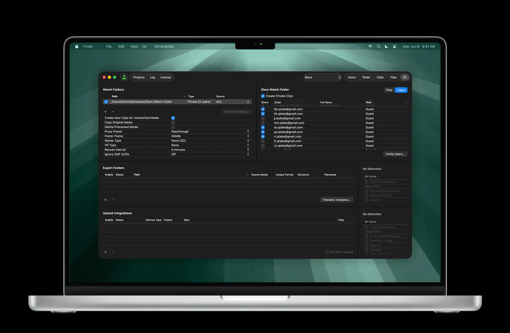 Import via watch folders with filename parsing